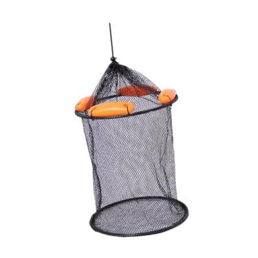 Imagem de YIJU Float Fish Best Cesto revestido de malha de malha leve Fechamento de cordão de cordão Acessórios de caiaque portáteis Pesca Bucket bem dobrável, 40x45cm