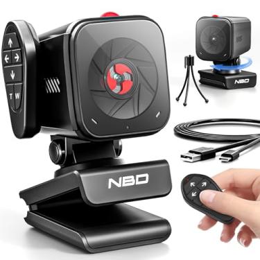 Imagem de Webcam NBD 2K para PC e laptop, câmera de computador com foco automático com controle remoto, 2 microfones com cancelamento de ruído AI, microfones estéreo, campo de visão ajustável, correção de pouca