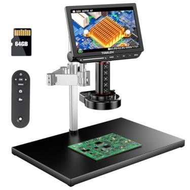 Imagem de TOMLOV Microscópio de foco automático 4K TM4K-AF Max, microscópio digital HDMI de 25,7 cm com braço flexível giratório, microscópio de solda para reparo eletrônico, microscópio de moeda com erro de 52