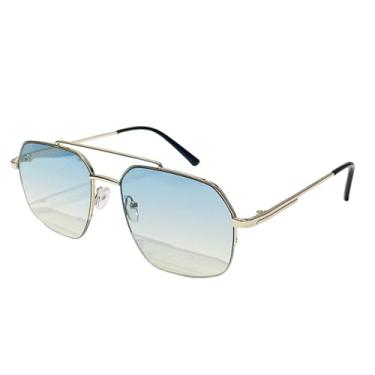 Imagem de JRLLFD Moda Masculina Óculos de Sol Clássicos de Condução Armação de Metal Espelho Lazer Pesca Homens Mulheres Óculos de Grau (tamanho único/Azul Amarelo)