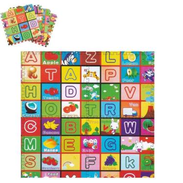 Imagem de Kit Tapete Tatame Infantil 4 Placas Alcochoadas Didatico Alfabeto Bebe Quarto Sala Chao 60X60 Cm