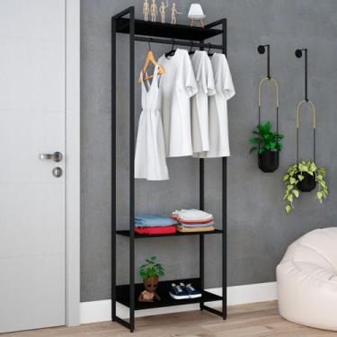 Imagem de Closet Fine Ii 3 Prateleiras Preto ônix/Preto - Pnr Móveis, Preto, Mod