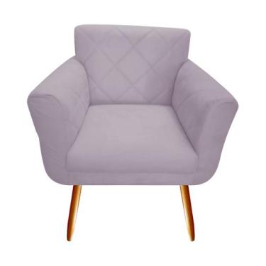 Imagem de Poltrona Decorativa Sabrina Suede Rosê Pés Madeira Mz Decor - Mazzero 