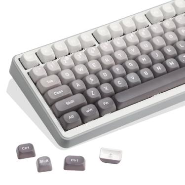 Imagem de AKepopery MOA Profile Keycap Set - PBT Textured, Cherry/Gateron MX Compatible, 134 Keys ANSI Layout, Gradient Grey - Thocky Sound for Gaming/Typing (Canada Warehouse)