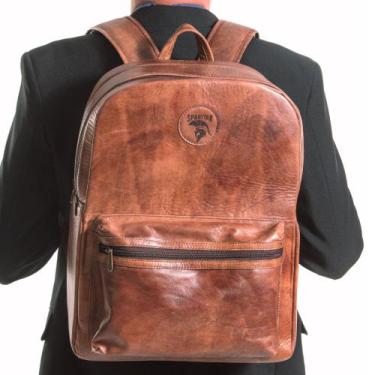 Imagem de Mochila Masculina 2 Ziper Em Couro Notebook - Sparttan, Unico, Marrom