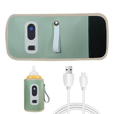 Imagem de Aquecedores de mamadeiras, aquecedor de mamadeira, USB, aquecedor de mamadeira de leite materno, 5 temperaturas ajustáveis, bolsa de aquecimento portátil com visor LCD para ambientes externos e