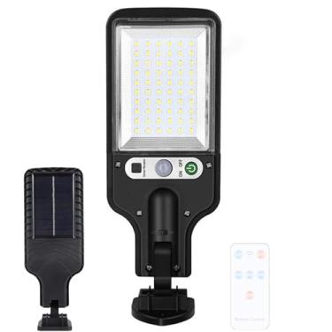 Imagem de Lâmpada de parede solar LED para jardim ao ar livre com sensor de movimento e arandela de parede de controle remoto IP65 à prova d'água interna rotativa movida a energia solar preta quintal garagem