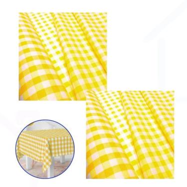 Imagem de 2 Toalhas Juninas Xadrez Tnt Decoração Caipira Festa Amarelo