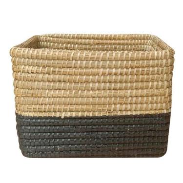 Imagem de Cesto Organizador Le em Rattan Colorido Retangular com Alça Tamanho Mé