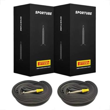Imagem de Par Câmara De Ar 700 X 23 / 30 Válvula Presta Bico Fino 60mm Pirelli Sportube Bicicleta Bike Speed