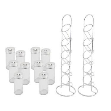 Imagem de Kit Porta Condimento Com Suporte Vertical 10 Potes De Vidro - Art Hous