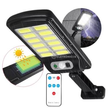 Imagem de KIT Refletor Luminária Solar LED 600W Sem Fio Com Sensor de Presença e