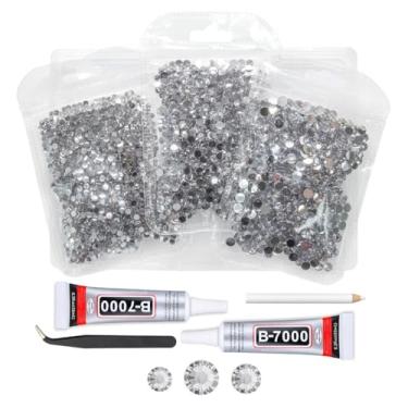 Imagem de qiipii Strass De Resina Cristalina Com Cola B7000 Para Artesanato Deslumbrante 3 Mm 4 5 Prata Fundo Plano Pedras Diamantes Cristais Gemas Unhas Rosto Olhos Maquiagem Copos Faça Você Mesmo