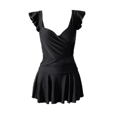 Imagem de YIJU Maiô feminino, vestido de banho, sem mangas, respirável, cintura alta, roupa de praia para viagens, piscina, spa, férias, M