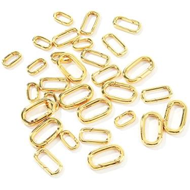 Imagem de Fryokrbo Conector De Colar Com Fecho Oval Preenchido Ouro 18K, Fechos Mola, Chaveiro, Mosquetão, Trava Incluída Para Encontrar Joias E Fazer Pulseiras (19 * 9,5 3 Mm, Ouro)