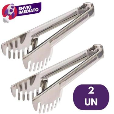 Imagem de Kit Pegador Serrilhado Em Inox Para Massa Salada Petiscos Carne Bar Re