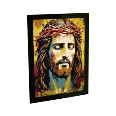 Imagem de Quadro Decorativo Religioso Jesus Coroa De Espinhos Ilustração Amarelo