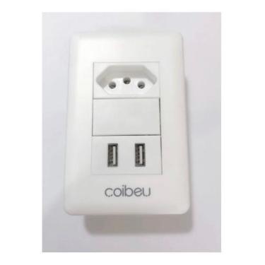 Imagem de Kit 3 Tomadas Com Interruptor Com 2 Entradas USB 5V 2.1A 023 PAREDE UN
