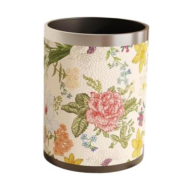 Imagem de Ioensy Lixeira de couro PU, acessório para lata de lixo de grande capacidade, lixeira de luxo para cozinha, para banheiro, escritório e casa, Style D