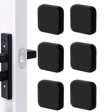 Imagem de Batente de porta de borracha protetor de parede, protetor de buffer, maçaneta de porta autoadesivo, protetor de para-choque para parede, armários de geladeira, cabeceira, preto, pacote com 6