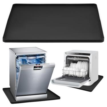 Imagem de Bandeja coletora para máquinas de lavar louça, evita vazamento de água e protege a bancada e o chão, tapete de lava-louças de 60 x 60 cm, tapete de silicone antiderrapante e à prova de vazamento com