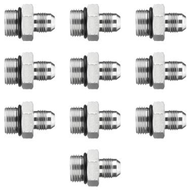 Imagem de Racewill Pacote com 10 adaptadores de mangueira hidráulica: 3/20.3 cm JIC 37° macho x # 8 SAE/ORB macho, kits de encaixe de tubo reto com capa de proteção