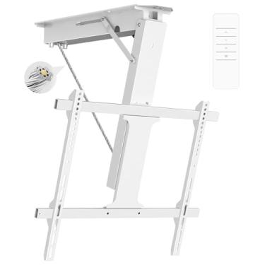 Imagem de Yegosh Suporte de TV de teto elétrico, suporte flip down ajustável remoto para TVs de tela plana curva de 32 a 70 polegadas VESA máx. 600 x 400 mm, suporte motorizado de teto de TV para telhado plano