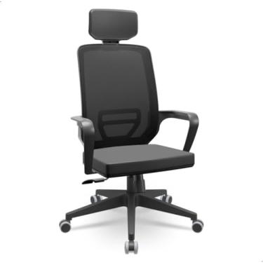 Imagem de Cadeira Diretor Adrix Relax com Apoio Cabeça Vinil Preto Mecanismo Com Trava e Rodízios PU Silenciosos Home Gourmet