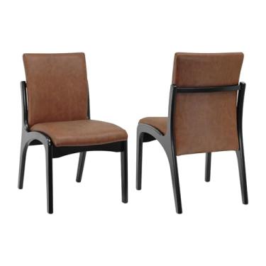 Imagem de Kit 2 Cadeiras Tulipa Assento e Encosto Estofado - Preto - Assento Estofado Corano Marrom Mescla