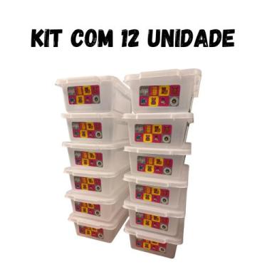 Imagem de Kit 12 unidades caixa/pote organizador c/ tampa 2,5l biopratika dup