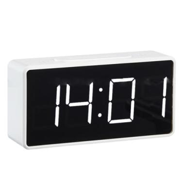 Imagem de JZLEJC Despertador de mesa, relógio digital LED de números grandes com 2 modos de brilho, soneca, 12/24H, alarme ajustável, alimentado por bateria/USB