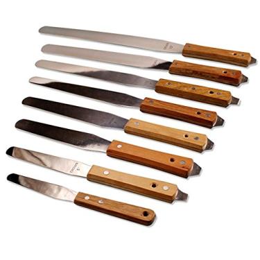 Imagem de Espátula de tinta para impressão em tela de vários tamanhos de aço inoxidável com alça de madeira para facas de tinta flexível - 10 pol. / 5 pol. / 6 pol. / 7 pol. / 8 pol., 10 inches, 1