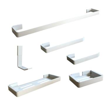 Imagem de Kit Acessórios Para Banheiro com 6 peças - Porta Toalha - Toalheiro - Porta Papel Higiênico - Porta Shampoo - Saboneteira (Branco)