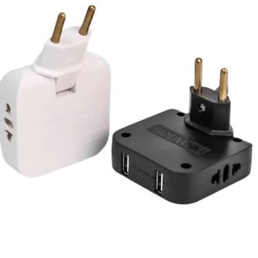 Imagem de Adaptador Tomada Benjamin Articulado Com Entrada USB-110 V e 220 V