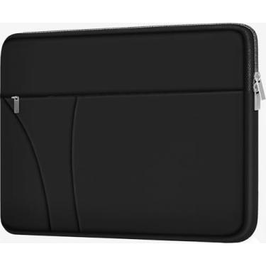 Imagem de Capa para laptop de 15,6 polegadas, à prova de choque, bolsa protetora para computador com bolso com zíper, capa fina para laptop de viagem compatível com HP, Dell, Asus, Lenovo, Notebook, preta