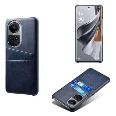 Imagem de Capas Compatível com OPPO RENO 10 PRO 5G,tampa protetora de couro falso,design de saco de cartão com 2 fendas de cartão atrás,proteção anti-impressão digital e anti-gota-Blue