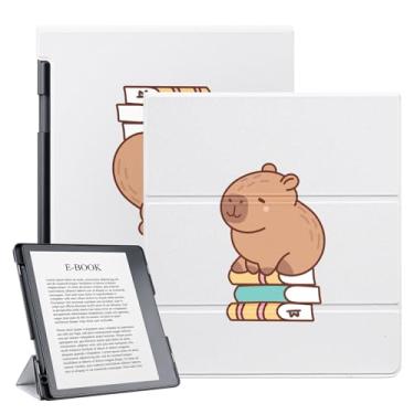 Imagem de Capa Kawaii Book Capybara para Kindle Scribe 10,2 polegadas (versão 2024/2022), capa fina e leve de couro PU com suporte para caneta, capa hibernar/despertar automática para Amazon Kindle Scribe