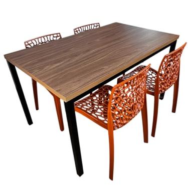 Imagem de Conjunto Mesa Flex 1.10 x 72 + 4 Cadeiras Gruvyer Terracota - Sala de Jantar Restaurante Sorveteria Cafeteria