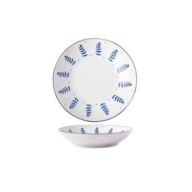 Imagem de Tigela de arroz redonda redonda de cerâmica estilo japonês simples e requintada tigela de arroz prática - placa de 20 cm