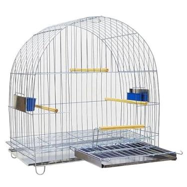 Imagem de Gaiola Arco Calopsita Duplex Luxo Pet Papagaio Zincada Prata Pássaros