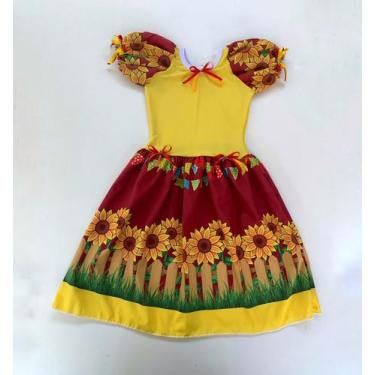 Imagem de Vestido Caipira Festa Junina São João Barato Ana Fantasias, Amarelo Gi