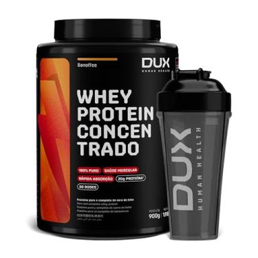 Imagem de Whey Protein Concentrado Banoffee Pote 900g + Coqueteleira – Ganho Muscular Hipertrofia – Dux Human Health