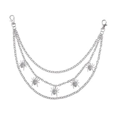 Imagem de Calça jeans punk com pingente de aranha em camadas, corrente para mulheres e homens, estilo gótico, prata, vintage, cinto, carteira, bolso, cintura, hip hop, rock, motociclista, corpo gótico, joias