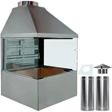 Imagem de Churrasqueira de Parede E62V - com vidros laterais Em chapa Inoxidável
