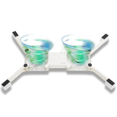 Imagem de Almofada de resfriamento portátil para laptop, com suporte antiderrapante, ventilador duplo emissor de luz, suporte dobrável USB para notebook (branco)