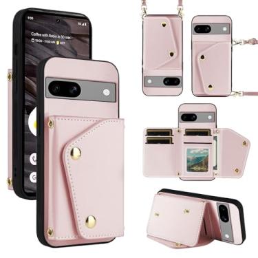 Imagem de Dibosom Capa carteira de luxo para Google Pixel 6A 5G 2022 com 5 compartimentos para cartão fina e alça de ombro, suporte para cartão de crédito de couro PU acessórios capa de celular para Pixel6A A6