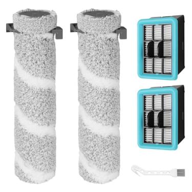 Imagem de MAKKULN Peças de substituição de filtro de escova 4111A para limpador de piso rígido multisuperfície Bissell CrossWave Edge 4111A, aspirador de pó seco e úmido, 2 rolos de escova, 2 filtros, número de