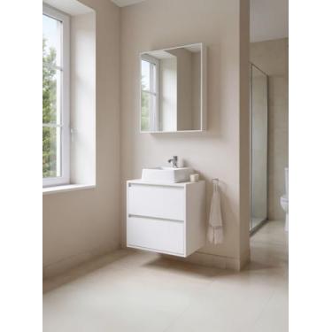 Imagem de Gabinete para Banheiro com Cuba e Armario 60cm Mdf Branco Dubai - On M