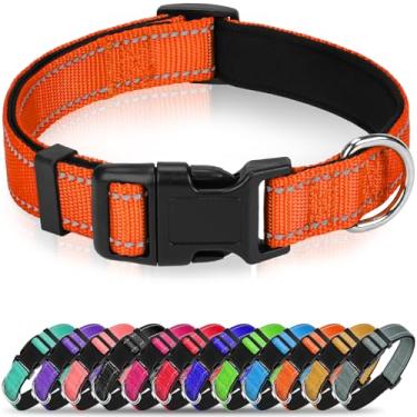Imagem de Erbine Coleira refletiva para cães, coleira acolchoada de neoprene macio para animais de estimação com fivela de liberação rápida, design sem estrangulamento ajustável para cães pequenos, laranja, P