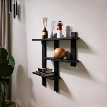 Imagem de Prateleira H 100% MDF suspensa pratileira decorativa decoração nicho -